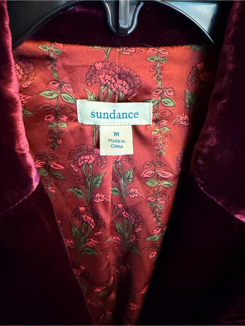 Sundance Crushed Velvet Velour Blazer Burgundy/Amethyst Size M - Picture 8 of 9